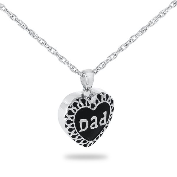 Silver Dad Heart Necklace Keepsake
